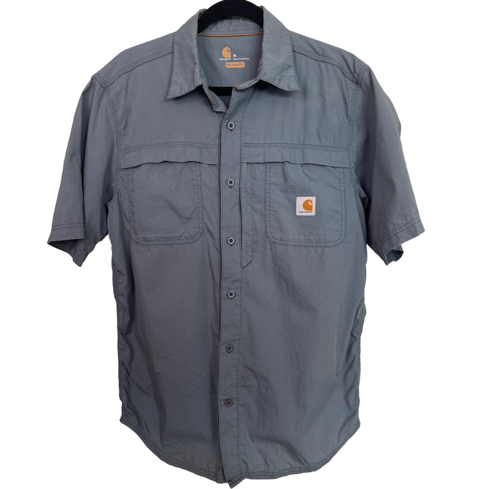 Carhartt Men's Short Sleeve Button-Down Work Shirt in Gray
